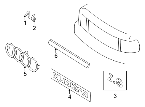 2000 Audi A6 Quattro Exterior Trim - Lift Gate Diagram