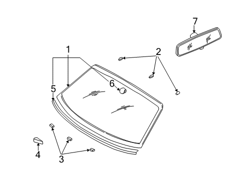 2001 Audi A6 Glass - Windshield Diagram