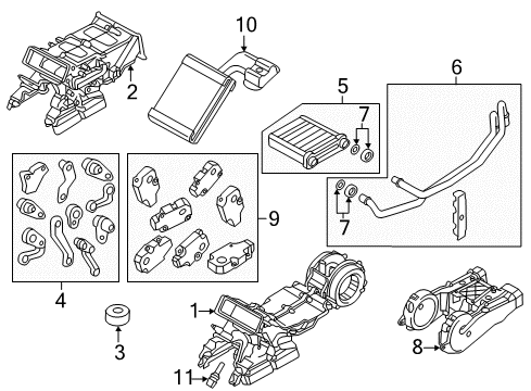 2017 Audi S8 A/C Evaporator & Heater Components Diagram 2