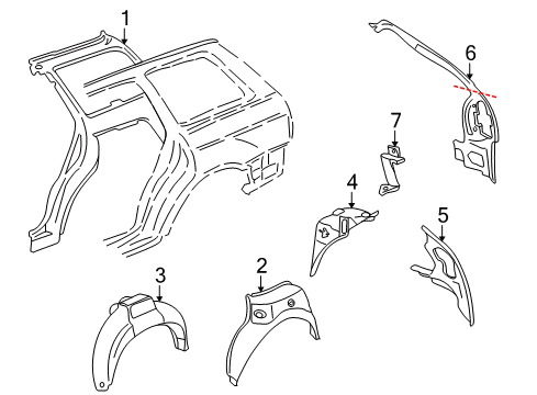 1998 Audi A4 Quattro Inner Structure - Quarter Panel Diagram