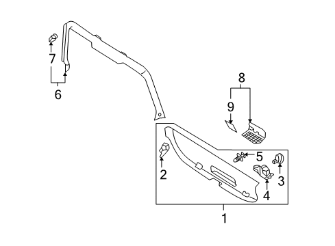 2004 Audi A4 Quattro Interior Trim - Lift Gate Diagram