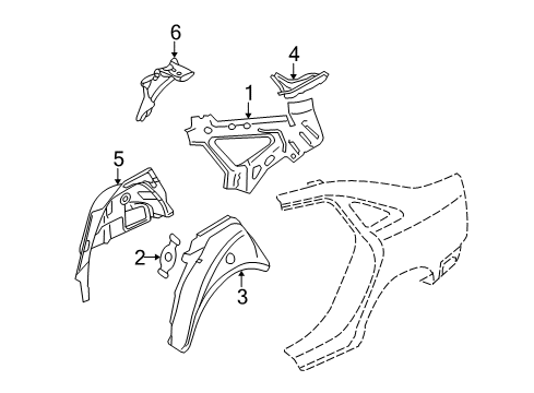 2006 Audi A6 Inner Structure - Quarter Panel Diagram