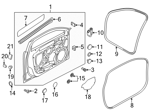 2018 Audi A3 Sportback e-tron Door Shell Hole Cover Diagram for 4B0-837-491-B