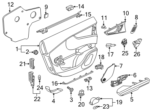 2016 Audi A7 Quattro Interior Trim - Rear Door Diagram