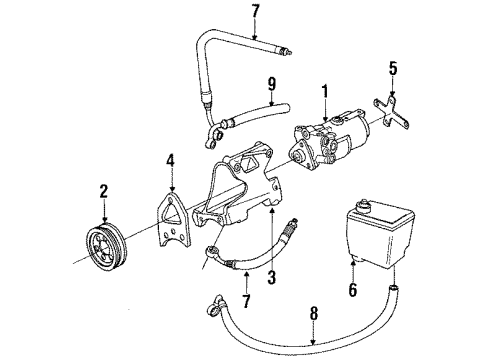 1993 Audi V8 Quattro P/S Pump & Hoses Diagram 2