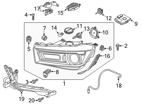 2018 Audi Q5 Headlamp Components Diagram 2