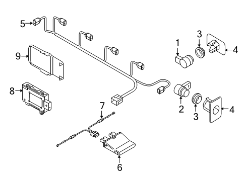 2020 Audi e-tron Sportback Electrical Components - Rear Bumper Diagram