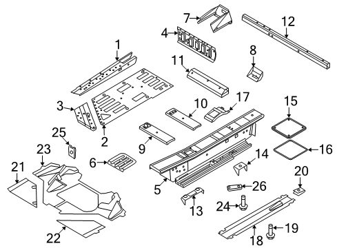 2014 Audi R8 Floor Crossmember Diagram for 420-803-221-B