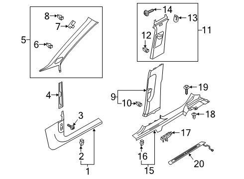 2020 Audi Q3 Interior Trim - Pillars Diagram