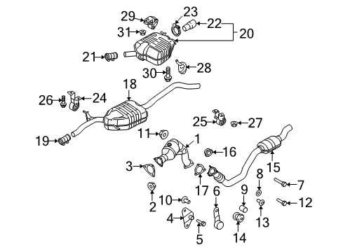 2017 Audi A5 Quattro Catalytic Converter Gasket Diagram for 8K0-253-115-L