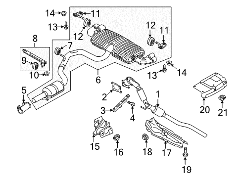 2014 Audi TTS Quattro Muffler & Pipe Diagram for 8J0-253-181-BA