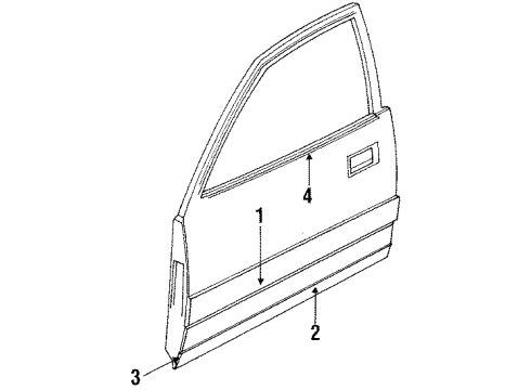 1990 Audi V8 Quattro Exterior Trim - Front Door Diagram