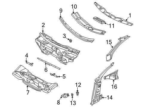2003 Audi A6 Quattro Cowl Grille Diagram for 4B0-805-318-A