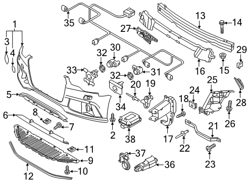 2015 Audi RS7 Bumper & Components - Front Diagram