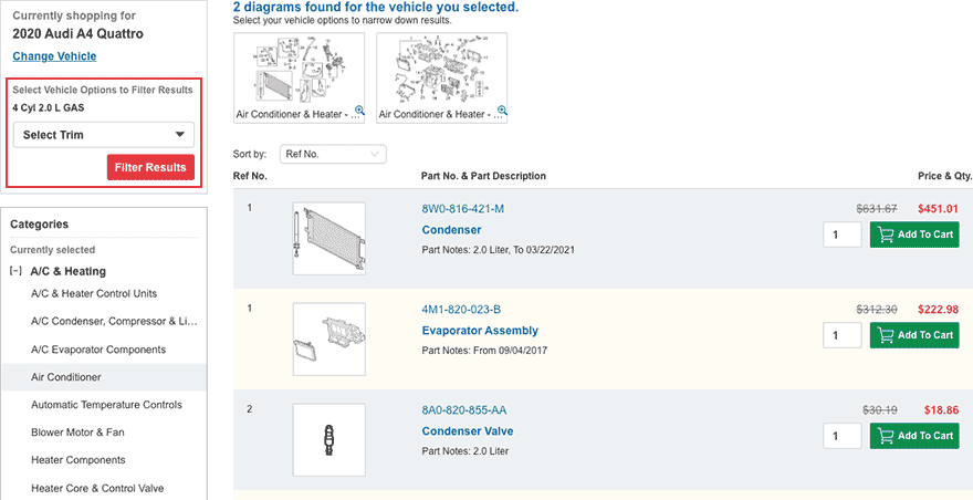 The part I'm looking for has multiple listings, what do I do?